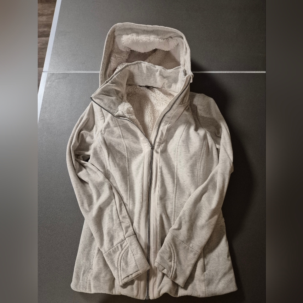 Athleta Soft Cream Fleece Jacket Hoodie